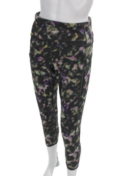 Athleta Women Black Tie Dye Capri Leggings 75% Polyester Size L