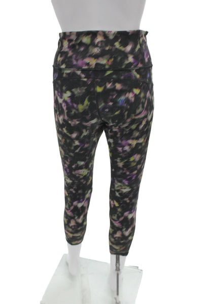 Athleta Women Black Tie Dye Capri Leggings 75% Polyester Size L