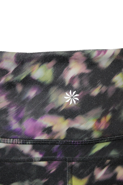 Athleta Women Black Tie Dye Capri Leggings 75% Polyester Size L