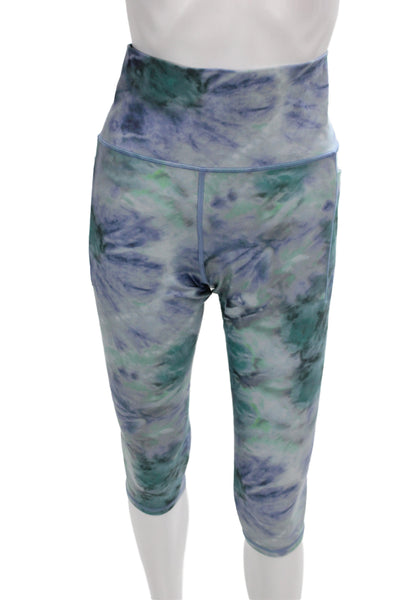 Athleta Women Capri Leggings Blue Tie Dye Size L