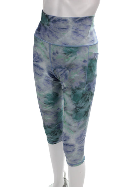 Athleta Women Capri Leggings Blue Tie Dye Size L