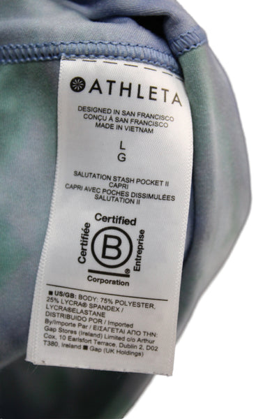Athleta Women Capri Leggings Blue Tie Dye Size L