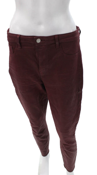 L'Agence Womens Skinny Red Jeans Cotton Blend Button Closure Size 31