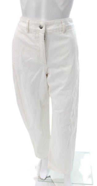 J Crew Womens Cropped White Jeans 100% Cotton Button Size 4