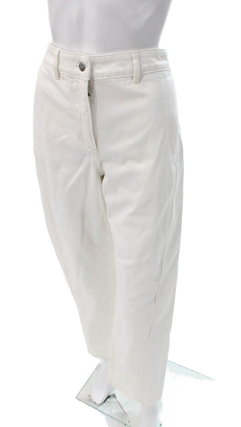 J Crew Womens Cropped White Jeans 100% Cotton Button Size 4