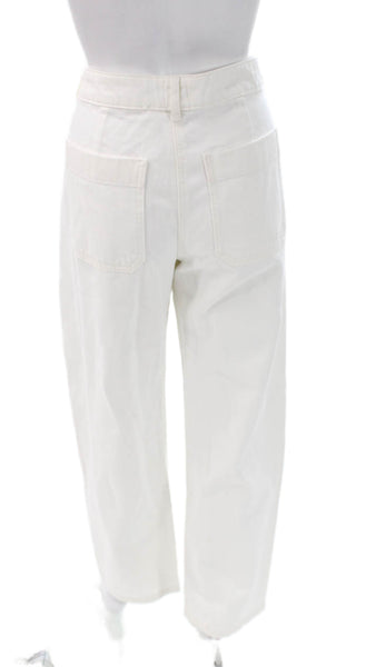 J Crew Womens Cropped White Jeans 100% Cotton Button Size 4