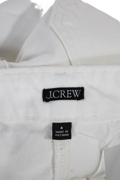 J Crew Womens Cropped White Jeans 100% Cotton Button Size 4