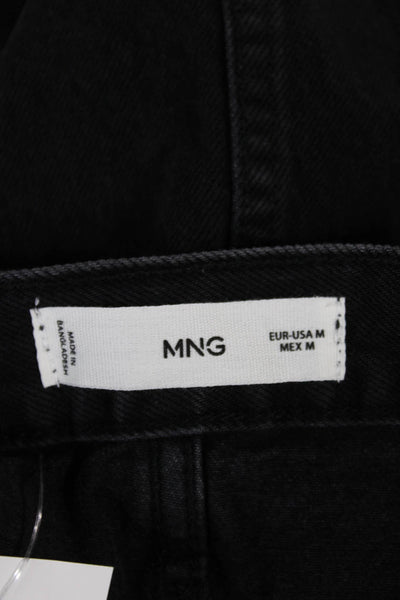 MNG Women Gray Denim Straight Pencil Skirt Button Midi Size M