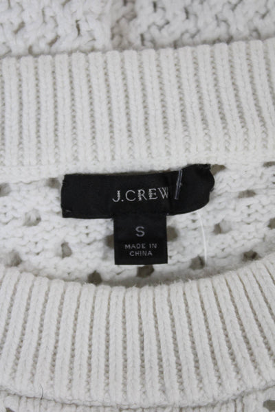 J Crew Women Pullover Cotton Crew Neck 3/4 Sleeve White Size S