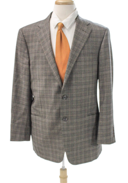 Hickey Freeman for Nordstrom Mens Blazer Gray Plaid 100% Worsted Wool Size 42
