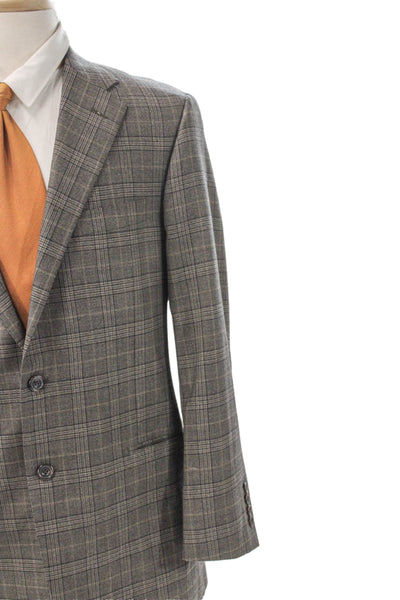 Hickey Freeman for Nordstrom Mens Blazer Gray Plaid 100% Worsted Wool Size 42