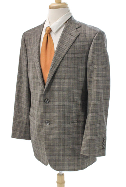 Hickey Freeman for Nordstrom Mens Blazer Gray Plaid 100% Worsted Wool Size 42