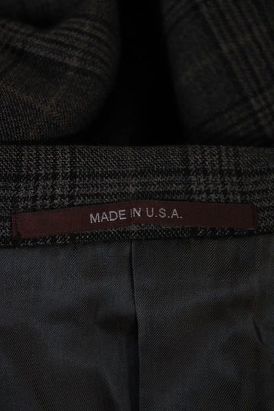 Hickey Freeman for Nordstrom Mens Blazer Gray Plaid 100% Worsted Wool Size 42