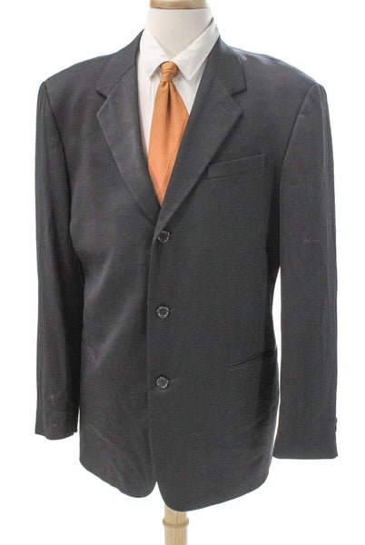 Donna Karan Signature Mens Black Wool Blazer Size 48
