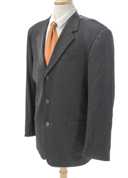 Donna Karan Signature Mens Black Wool Blazer Size 48