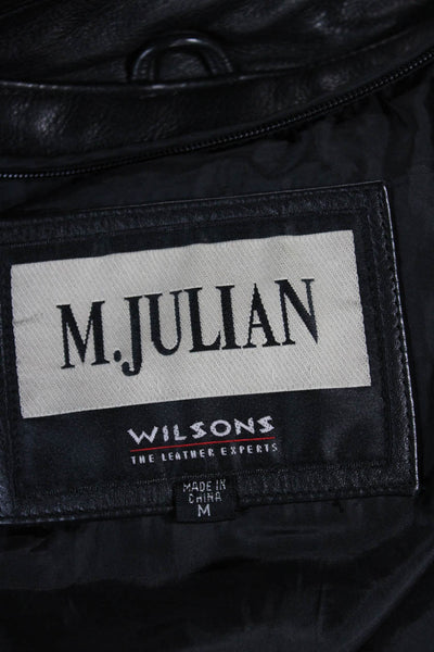 M. Julian Mens Black Leather Jacket Button Closure Size M
