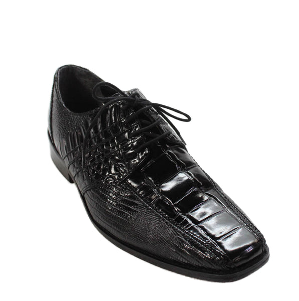 Stacy Adams Mens Patent Leather Crocodile Print Oxfords Black Size 9 Medium