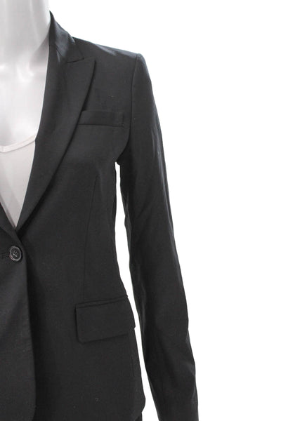 Theory Women Pant Suit Black Wool Button Long Sleeve Size 2