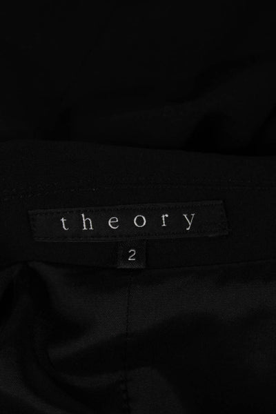 Theory Women Pant Suit Black Wool Button Long Sleeve Size 2