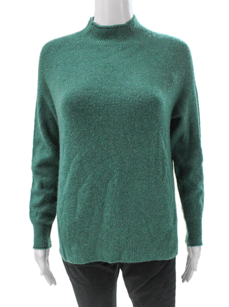 J Crew Womens Pullover Sweater Green Mock Neck Long Sleeve Size XS