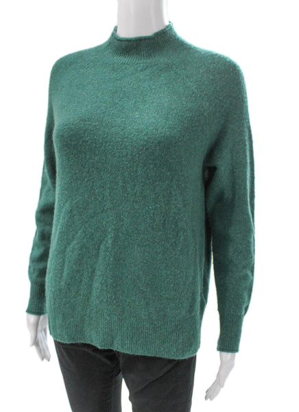 J Crew Womens Pullover Sweater Green Mock Neck Long Sleeve Size XS