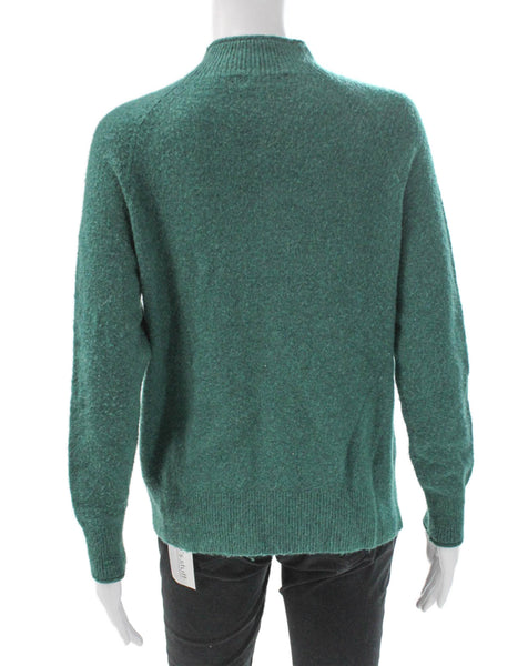 J Crew Womens Pullover Sweater Green Mock Neck Long Sleeve Size XS
