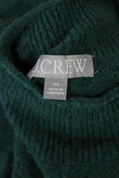J Crew Womens Pullover Sweater Green Mock Neck Long Sleeve Size XS