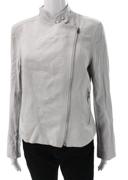 Club Monaco Womens Gray Biker Jacket Zip Closure Viscose Blend Size M