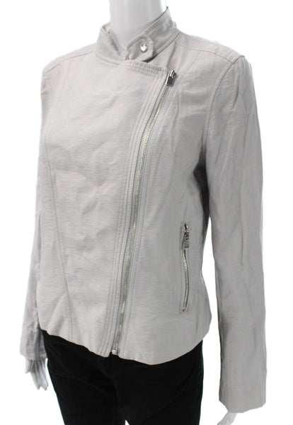Club Monaco Womens Gray Biker Jacket Zip Closure Viscose Blend Size M
