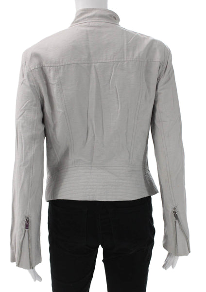 Club Monaco Womens Gray Biker Jacket Zip Closure Viscose Blend Size M