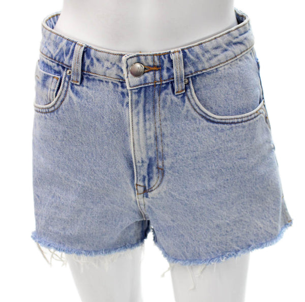 Zara Womens Cut-Off Blue Cotton Button Shorts Size 4