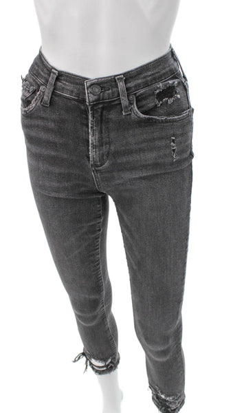 Agolde Women Skinny Jeans Gray Denim Mid Rise Button Inseam 24 Size 25