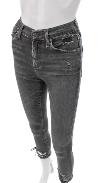 Agolde Women Skinny Jeans Gray Denim Mid Rise Button Inseam 24 Size 25
