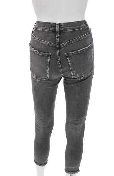 Agolde Women Skinny Jeans Gray Denim Mid Rise Button Inseam 24 Size 25