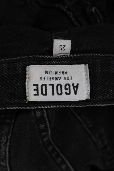 Agolde Women Skinny Jeans Gray Denim Mid Rise Button Inseam 24 Size 25