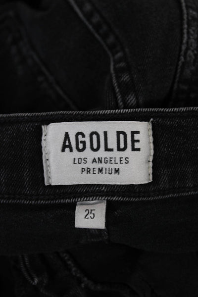 Agolde Women Skinny Jeans Gray Denim Mid Rise Button Inseam 24 Size 25