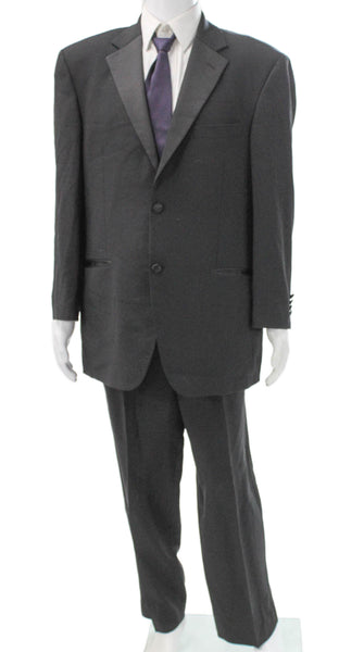 John W. Nordstrom Mens Black Wool Tuxedo Suit Solid Size 46