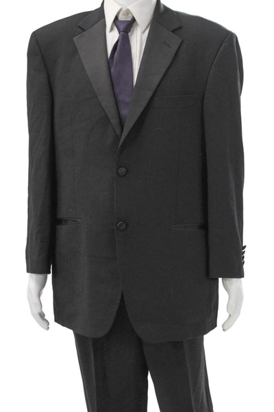 John W. Nordstrom Mens Black Wool Tuxedo Suit Solid Size 46