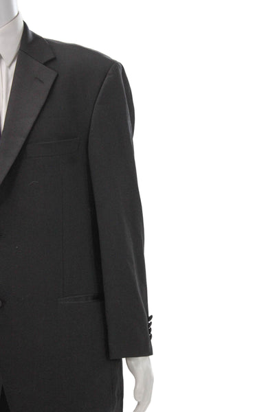 John W. Nordstrom Mens Black Wool Tuxedo Suit Solid Size 46