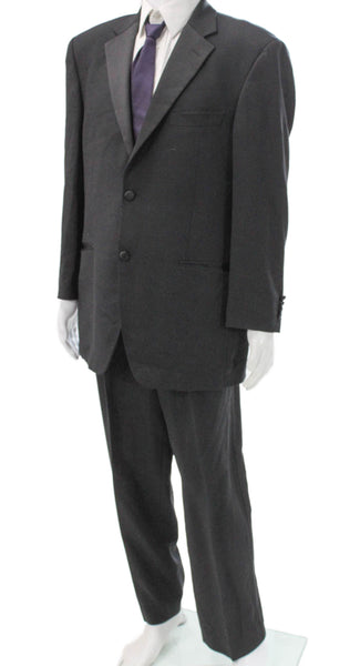 John W. Nordstrom Mens Black Wool Tuxedo Suit Solid Size 46