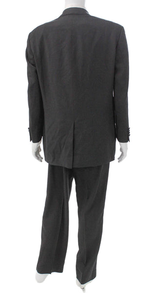 John W. Nordstrom Mens Black Wool Tuxedo Suit Solid Size 46