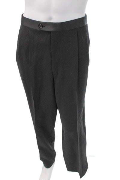 John W. Nordstrom Mens Black Wool Tuxedo Suit Solid Size 46