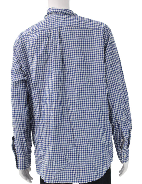 Vineyard Vines Mens Blue Check Long Sleeve Button-Up Shirt Size 2XL