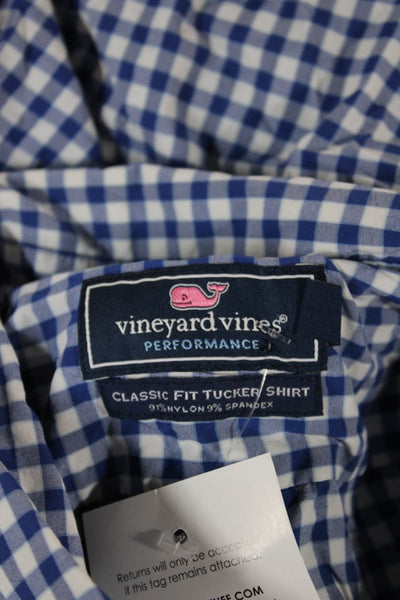 Vineyard Vines Mens Blue Check Long Sleeve Button-Up Shirt Size 2XL