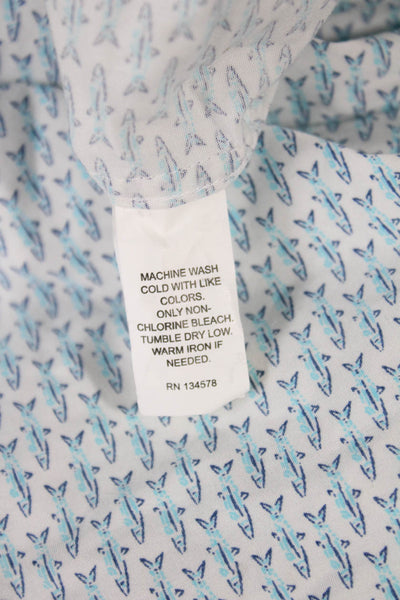 Vineyard Vines Mens Collared Cotton Button-Up Shirt White Nautical Size 2XL