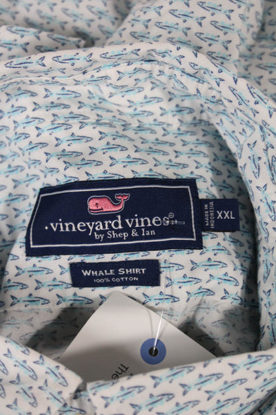 Vineyard Vines Mens Collared Cotton Button-Up Shirt White Nautical Size 2XL