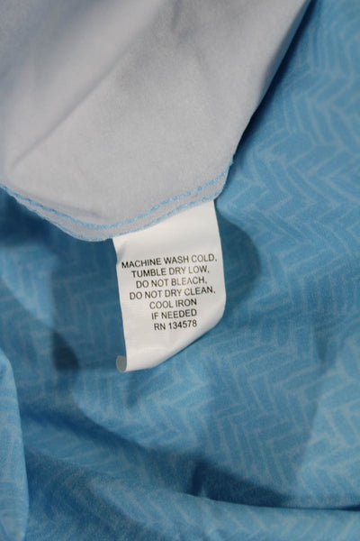Vineyard Vines Mens Short Sleeve Button-Up Shirt Herringbone Blue Size 2XL