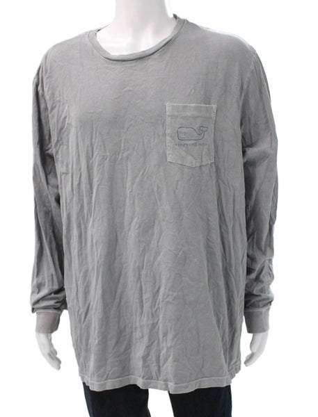 Vineyard Vines Mens Gray Long Sleeve Graphic Cotton Shirt Size 2XL