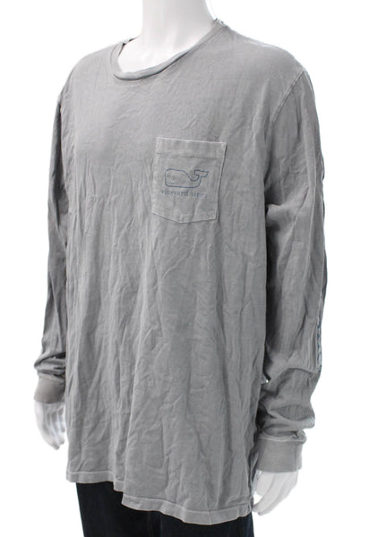Vineyard Vines Mens Gray Long Sleeve Graphic Cotton Shirt Size 2XL