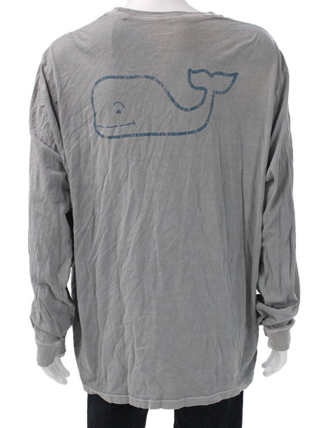 Vineyard Vines Mens Gray Long Sleeve Graphic Cotton Shirt Size 2XL